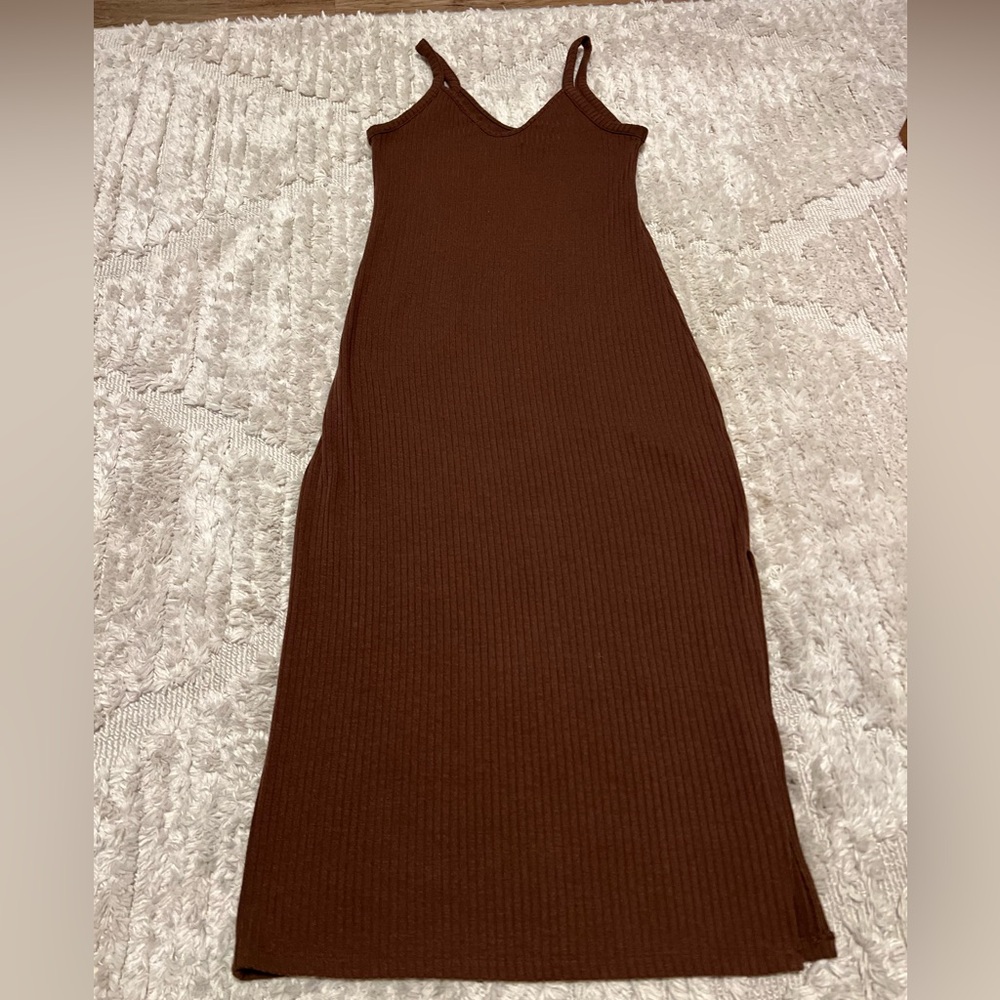 Abercrombie Brown Midi Ribbed Dress